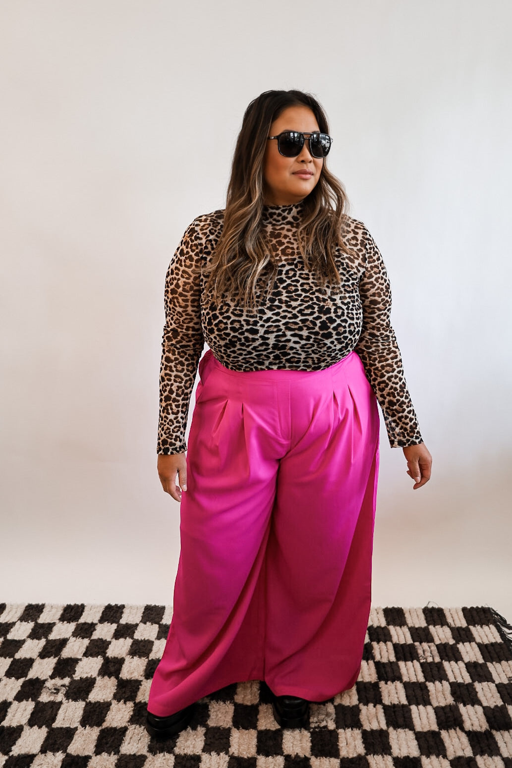 Tribeca Wide Leg Pleated Pants Magnetic Magenta