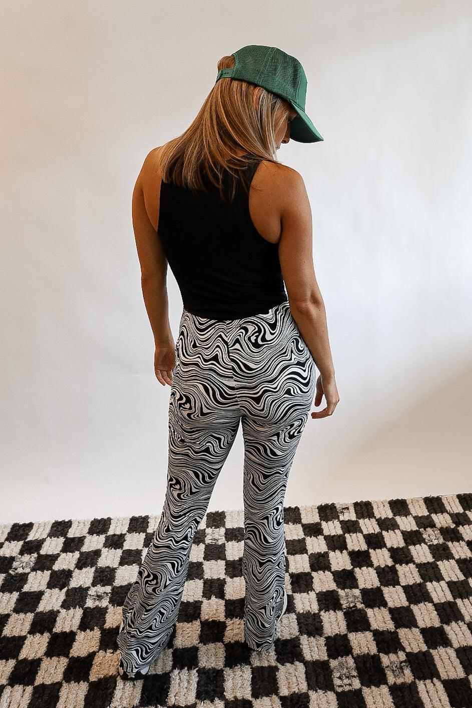 So Trippy Swirl Print Flare Leggings – F+I Collective