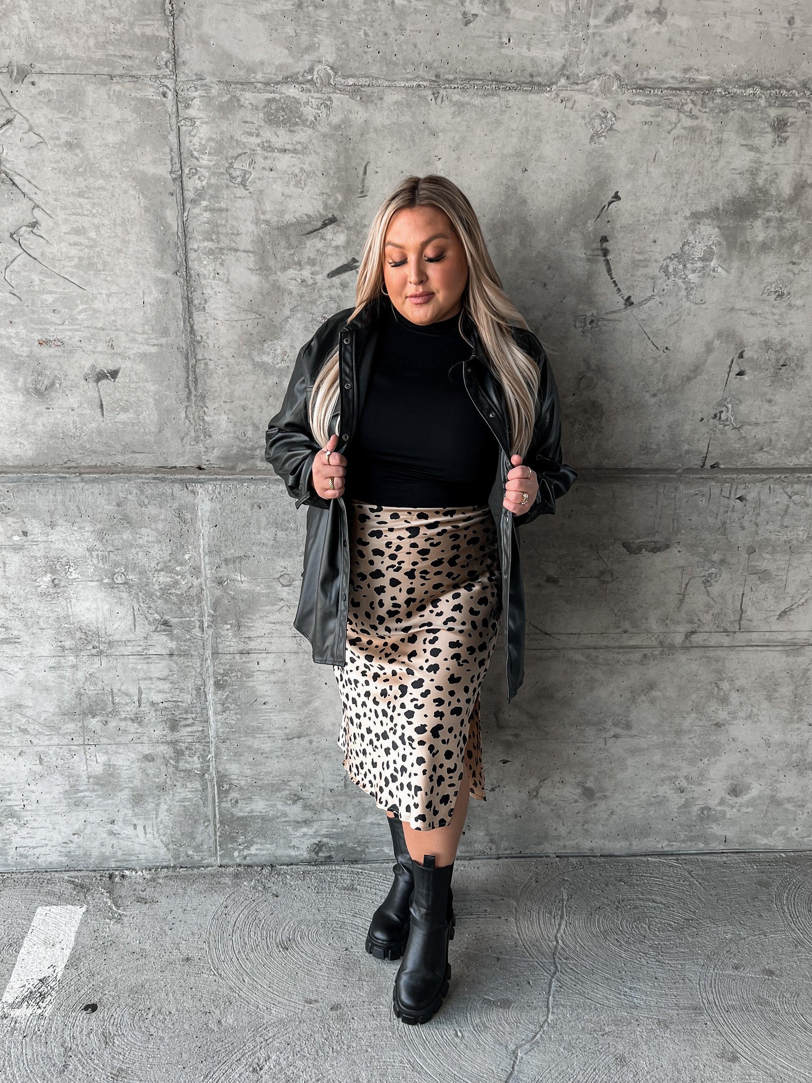 leopard midi skirt