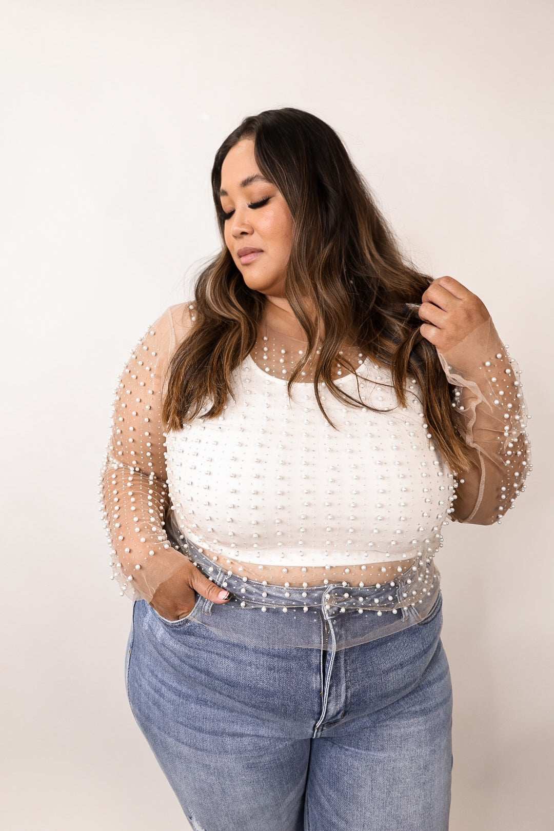There She Goes Pearl Mesh Top