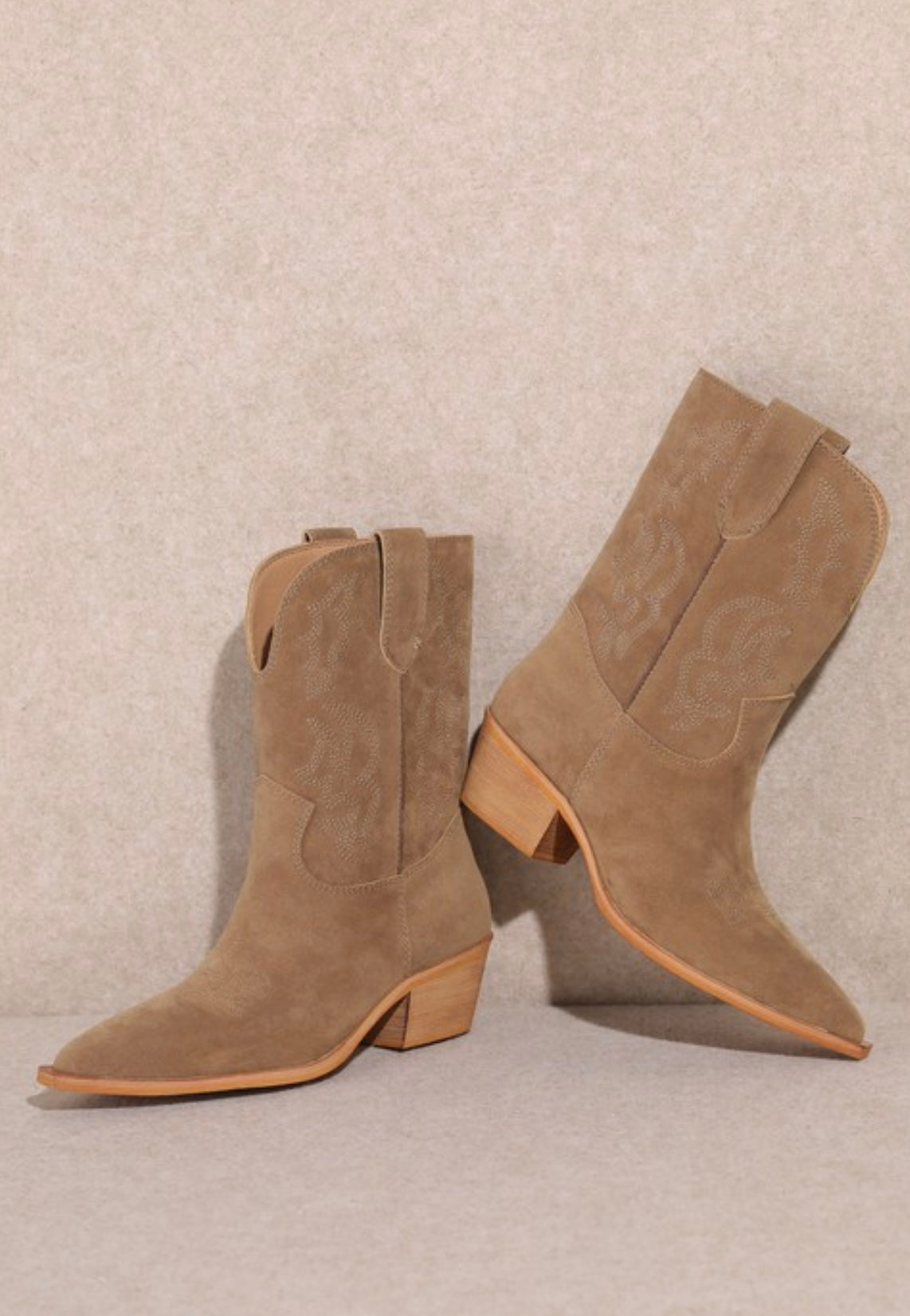 High Tide Embroidered Suede Look Cowboy Boots