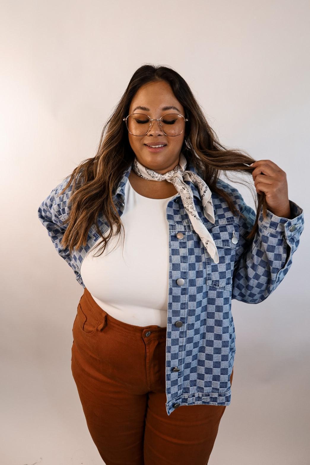 Sweet As Honey Checkered Denim Jacket