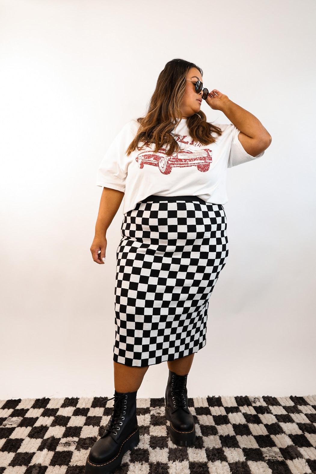 Storm B+W Checkered Knit Skirt