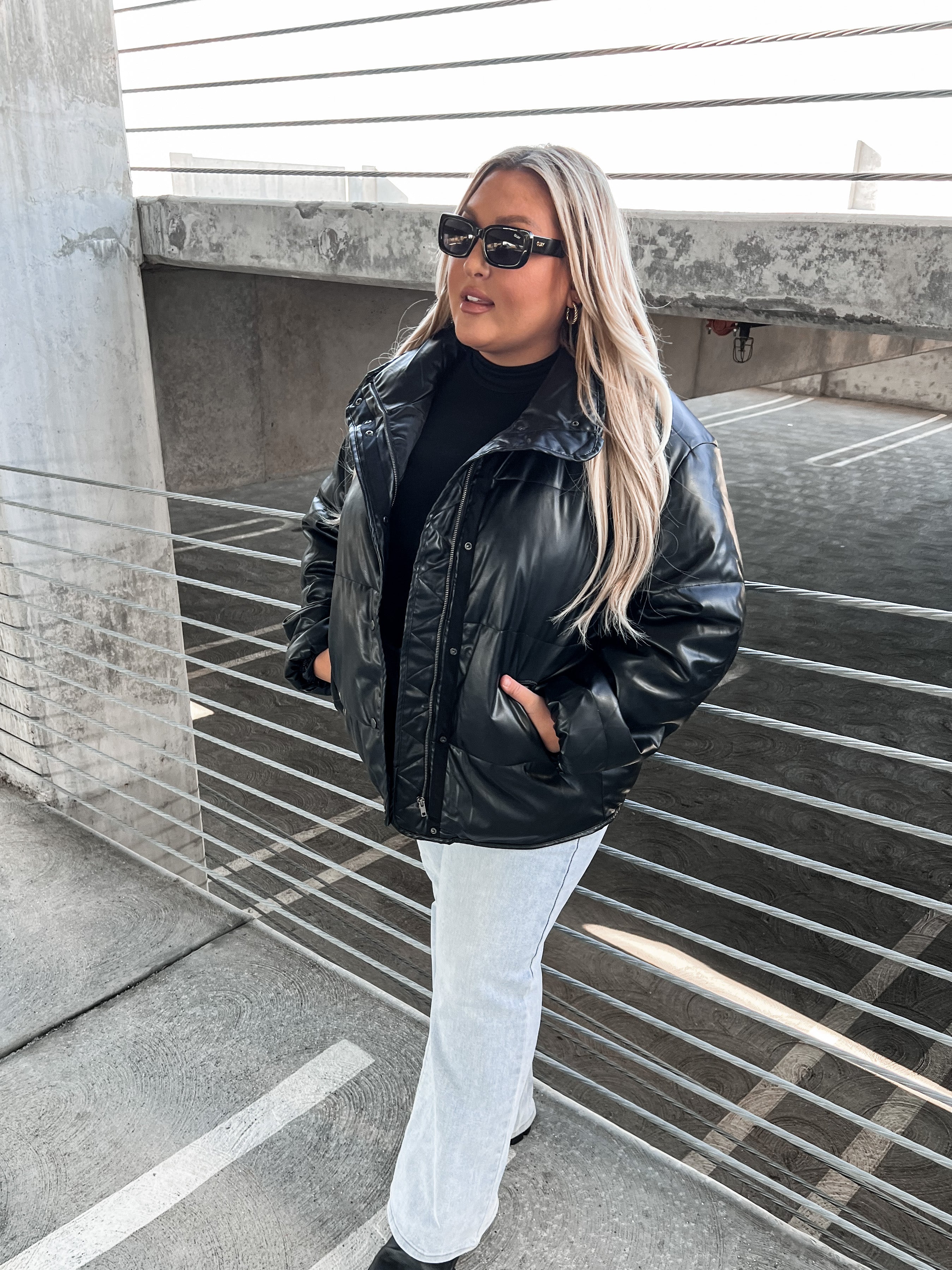 Montreal Slick Faux Leather Puffer Jacket