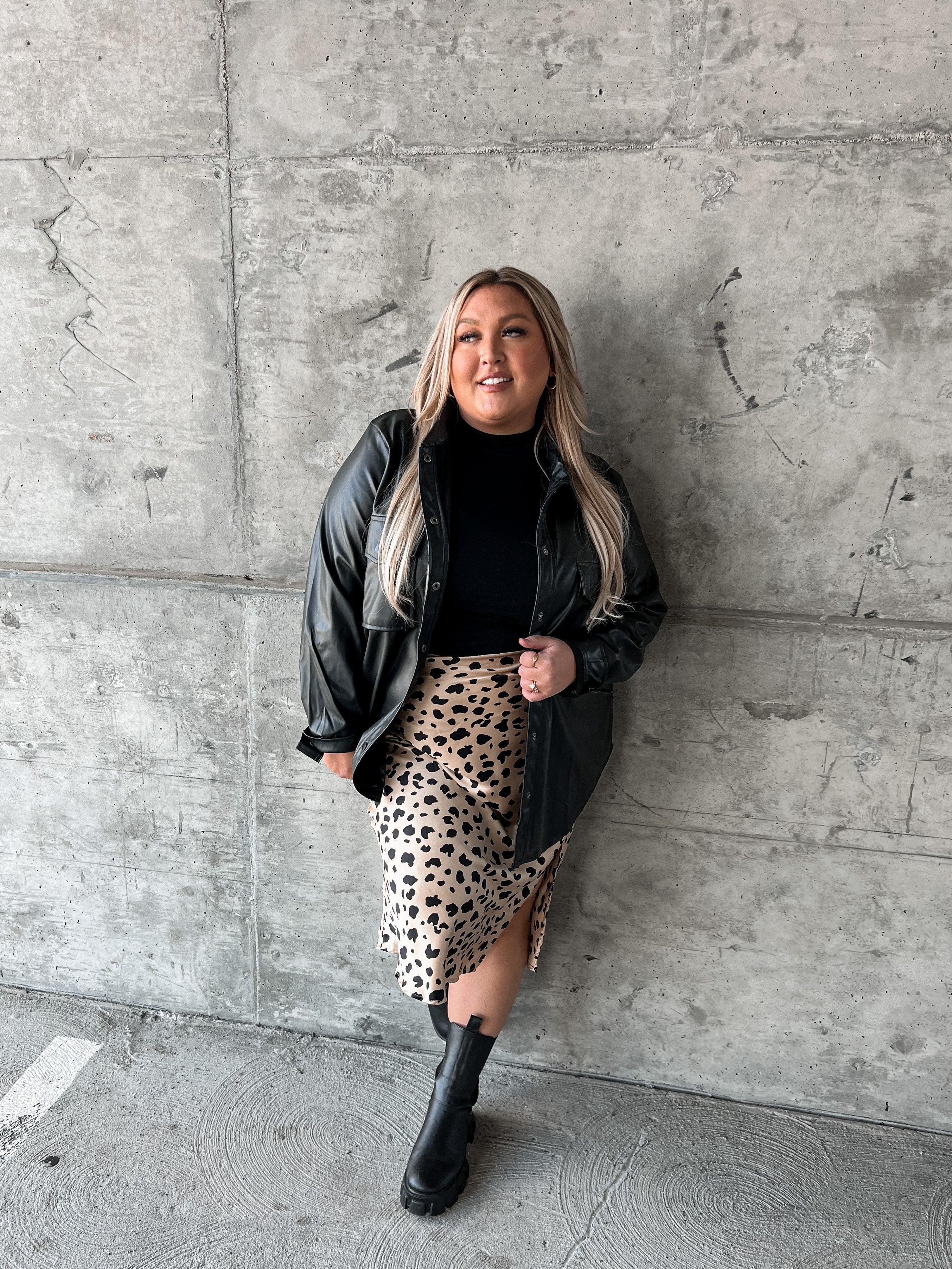 leopard midi skirt