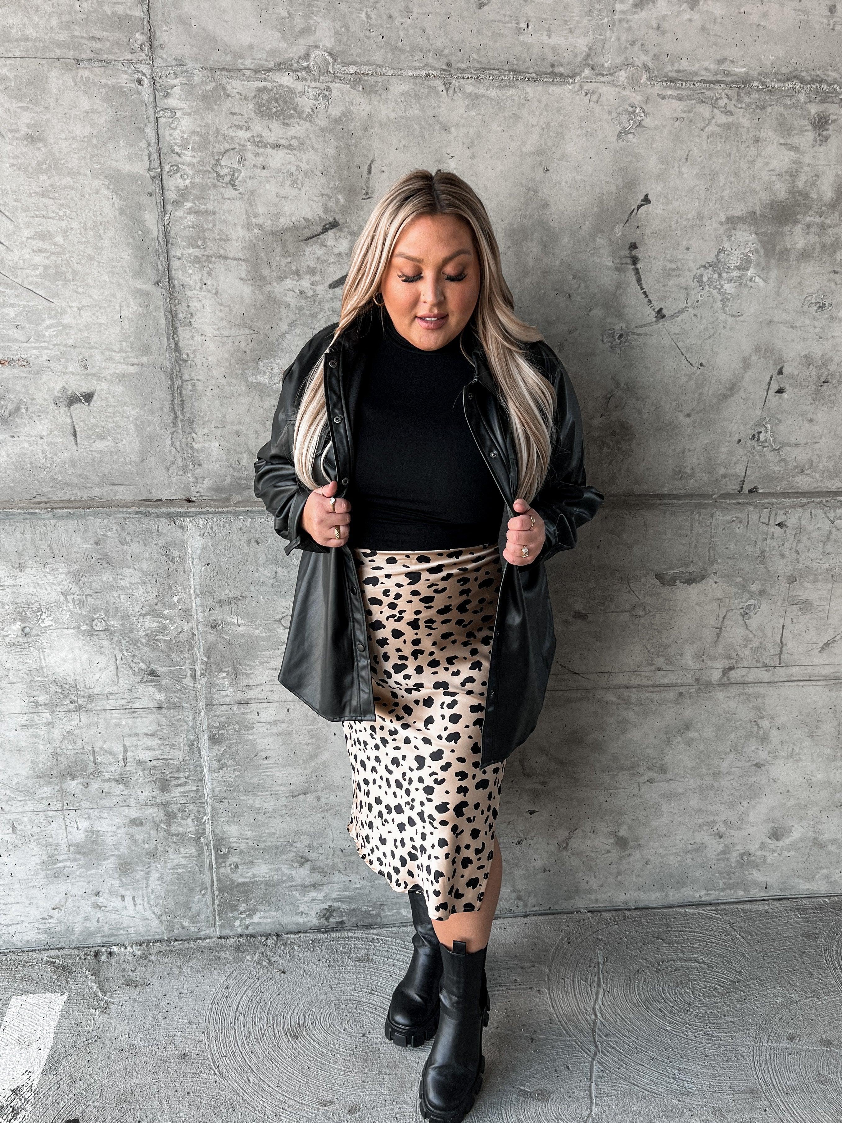 leopard midi skirt