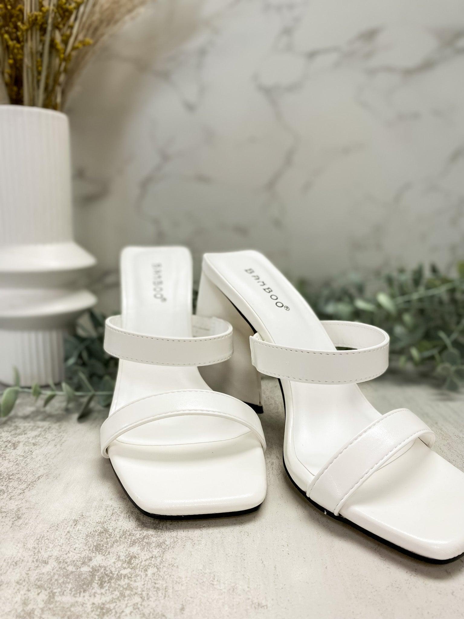 Carlotta White Triangle Heel Sandals