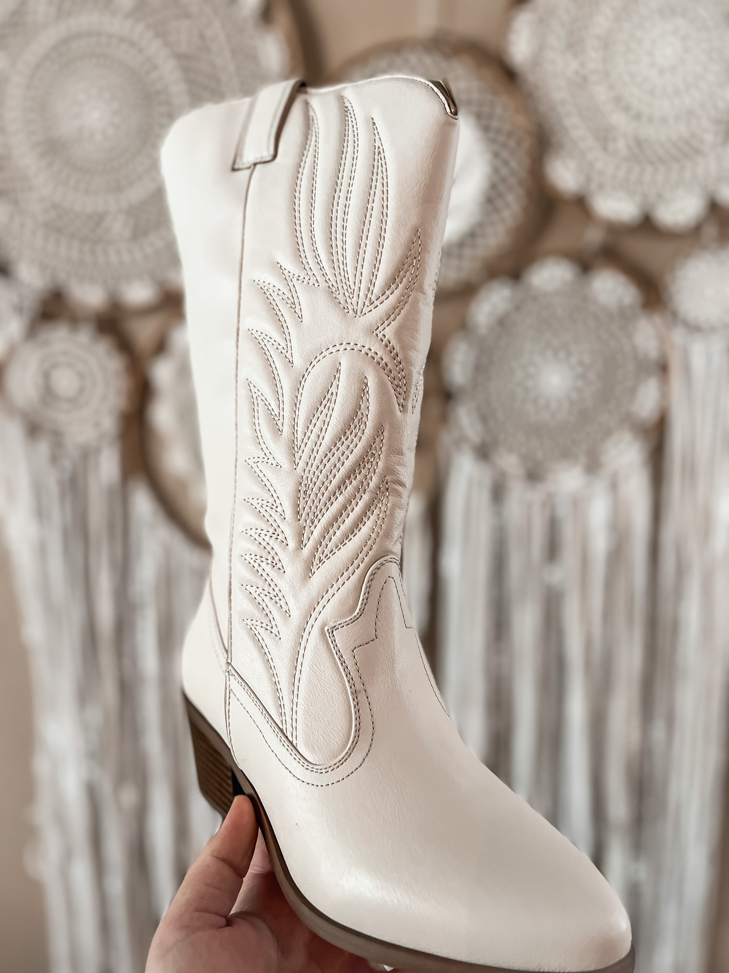 Let's Go Girls Bone Cowgirl Boot